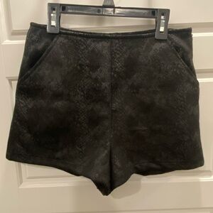 SHE + SKY suede snakeskin print shorts. Black. Size Small.